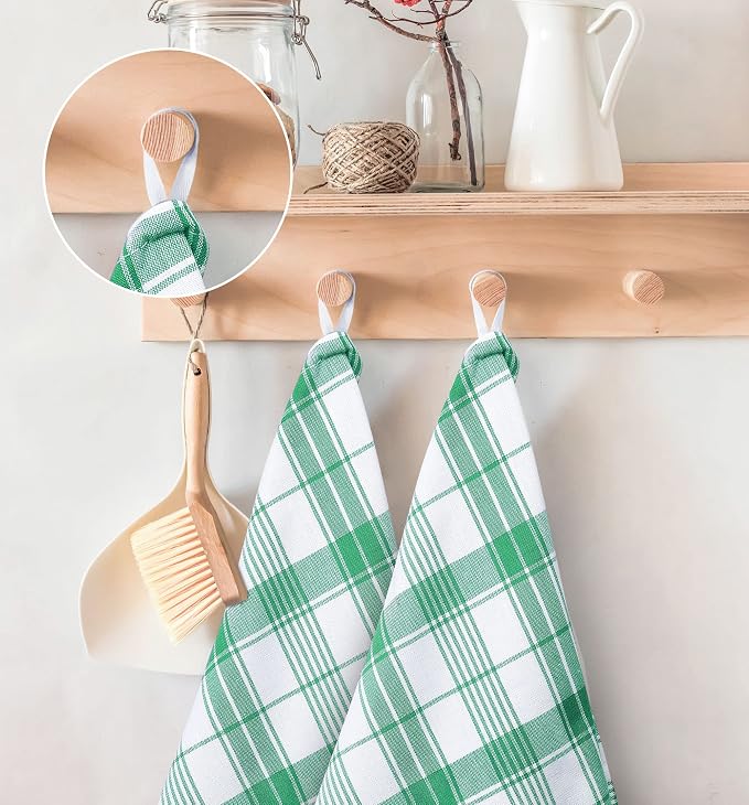Utopia Towels Green & White Dish Towels 100% Ring Spun Cotton Highly Absorbent - Image 2