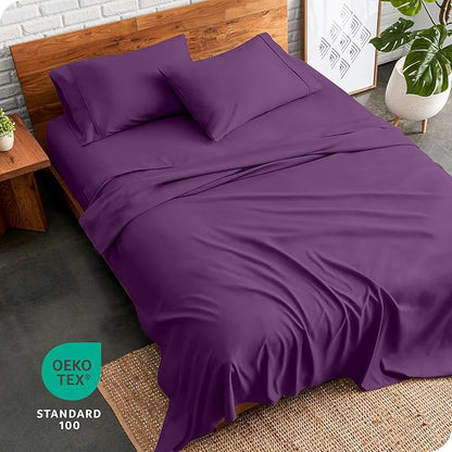 Bare Home Twin XL Sheet Set - College Dorm Size - Luxury 1800 Ultra-Soft Microfiber Twin Extra Long Bed Sheets - Deep Pockets - Easy Fit - Extra Soft - 3 Piece Set - Bed Sheets (Twin XL, Plum)