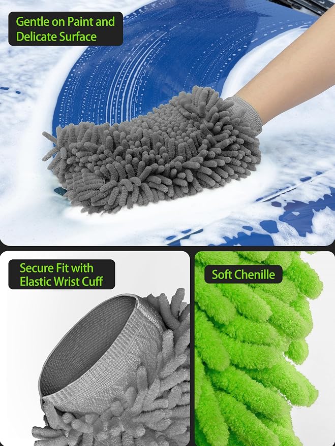 MR.SIGA Premium Microfiber Soft Chenille Car Wash Mitt - Image 4