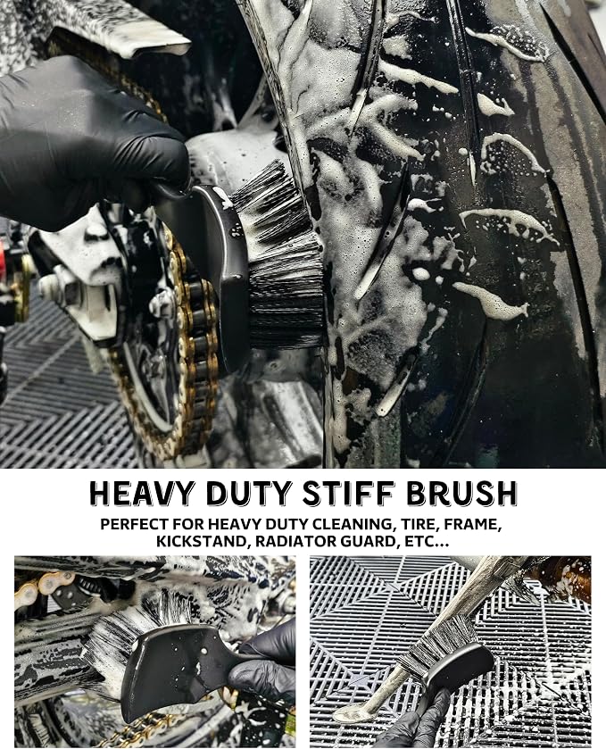 Motorcycle Cleaning Brush Kit 6 Pack, Easy Reach Brush, Chain Brush, Wool Wash - Image 2