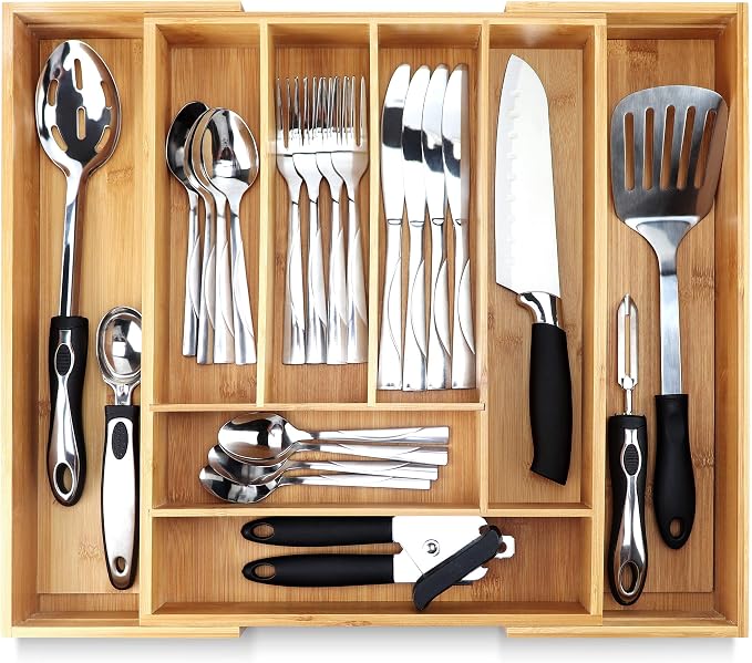 Silverware Tray for Drawer Organizer, Kitchen Drawer Organizer, Cutlery by Pristine+Bamboo