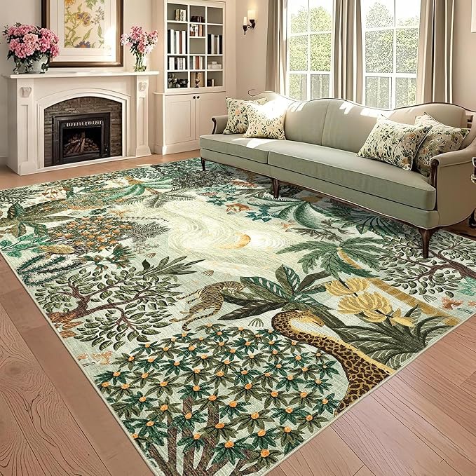 GarveeHome 6x9 Area Rug Jungle Green Washable Rugs by GarveeHome