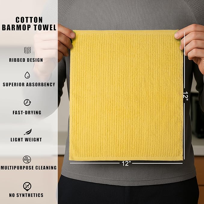 Textila Bar Mop Towels 12x12 Inch – Lemon Yellow – Pack of 10 - Image 3