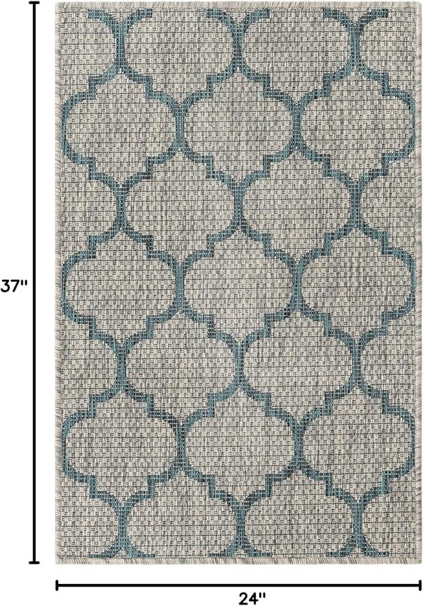 Unique Loom Outdoor Trellis Collection Area Rug (2' x 3' 1" Rectangle, Gray/ Ivory)