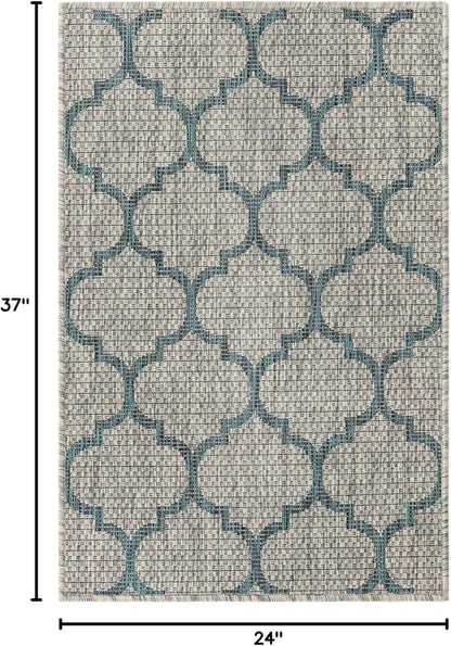Unique Loom Outdoor Trellis Collection Area Rug (2' x 3' 1" Rectangle, Gray/ Ivory)