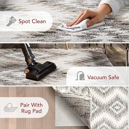 nuLOOM Adelade Beige/Ivory, 8'10" x 12', Southwestern, Shaggy, Soft and Cozy, High Traffic, Stain Resistant Area Rug for Bedroom, Living Room, Dining Space, Den, Foyer, Entryway