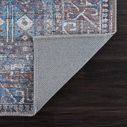 Bloom Rugs Washable 8' x 10' Rug - Slate Gray/Blue Traditional Area Rug for Living Room, Bedroom, Dining Room, and Kitchen - Exact Size: 8' x 10'