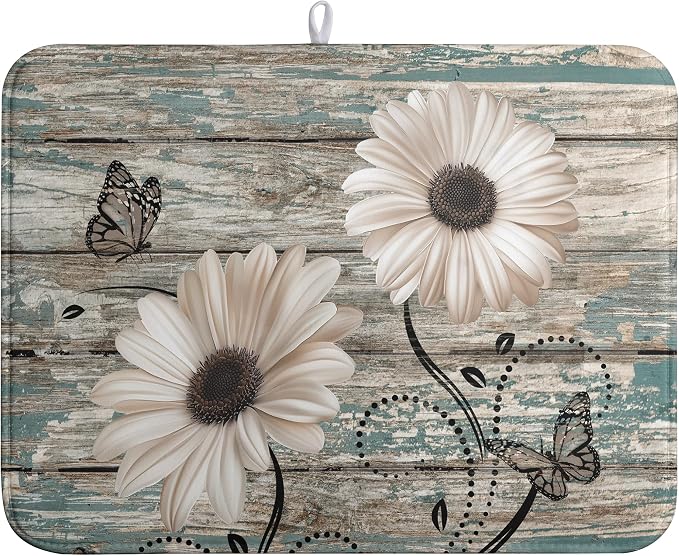 Summer Sunflower Vintage Dish Drying Mats by farg