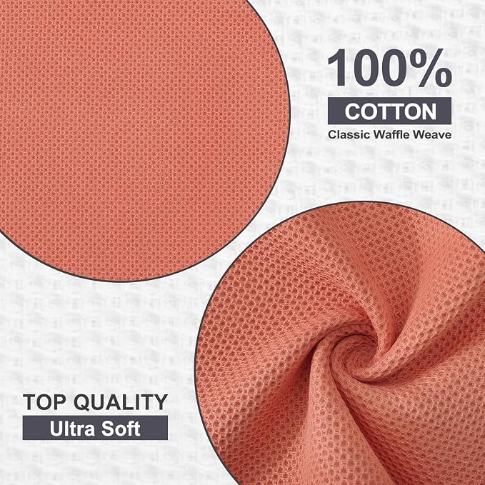 Kitinjoy 100% Cotton Kitchen Dish Cloths, 6 Pack Waffle Weave Ultra Soft - Image 2