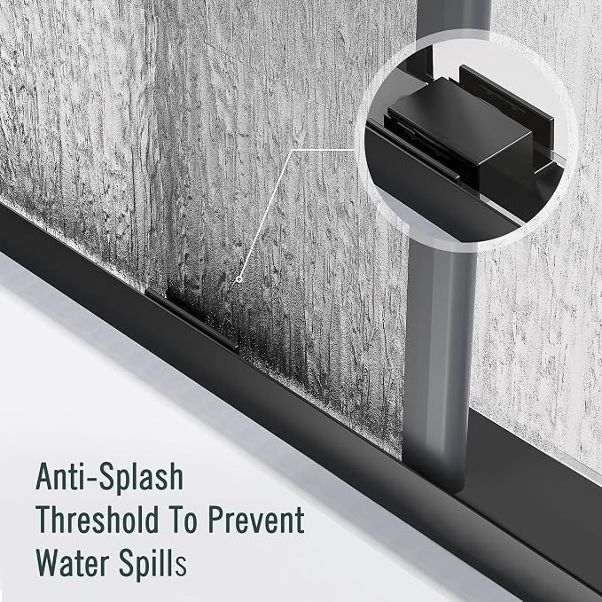 Bathtub Sliding Door 60" W x 56" H, Tub Shower Door, Frameless Bypass Double - Image 9