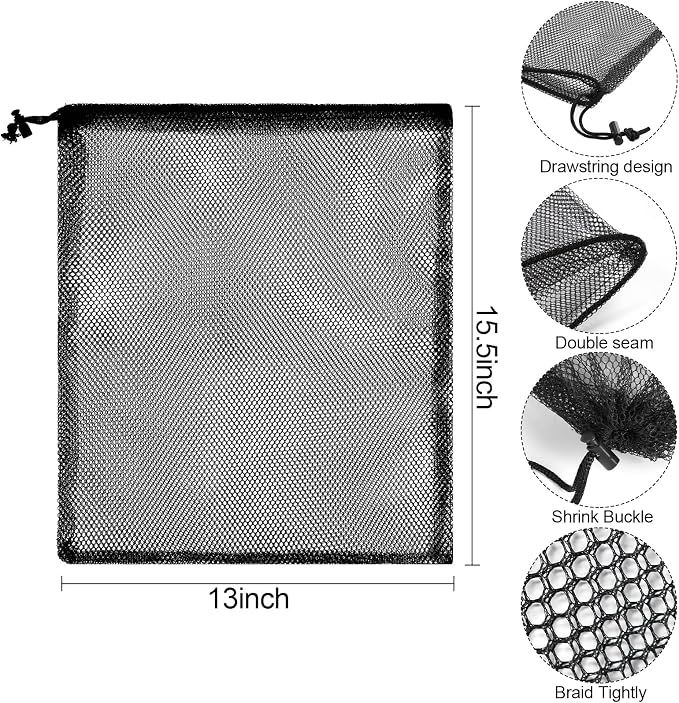 iMucci 13"X15.5" 100Pcs Mesh Laundry Drawstring Bag Nylon Drawstring Gym Bag - Image 3