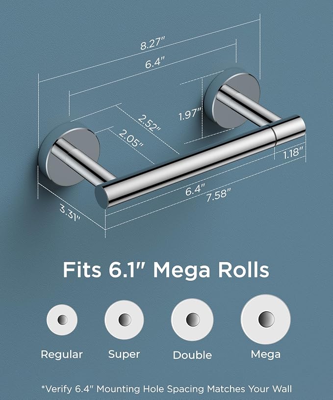 FORIOUS Toilet Paper Holder Wall Mount, Stainless Steel Rustproof Double Post - Image 2
