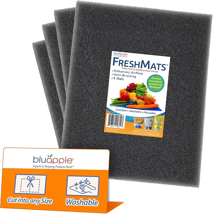 Bluapple FreshMats, Refrigerator Bin Liner, Fridge Drawer Mats, Crisper Life by TheBluappleCompany