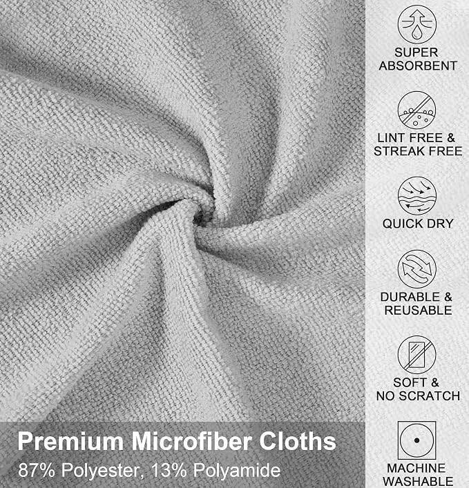 UPSTAR Microfiber Cleaning Cloth, Reusable Paper Towels Rolls, 50 Packs 12x12 - Image 2
