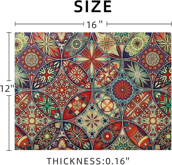 Dish Drying Mat Bohemian Absorbent Coffee Mat Rubber Backed Paisley Moroccan - Image 4