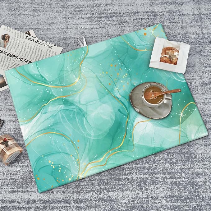 Teal Gold Marble Dish Drying Mat - Image 6
