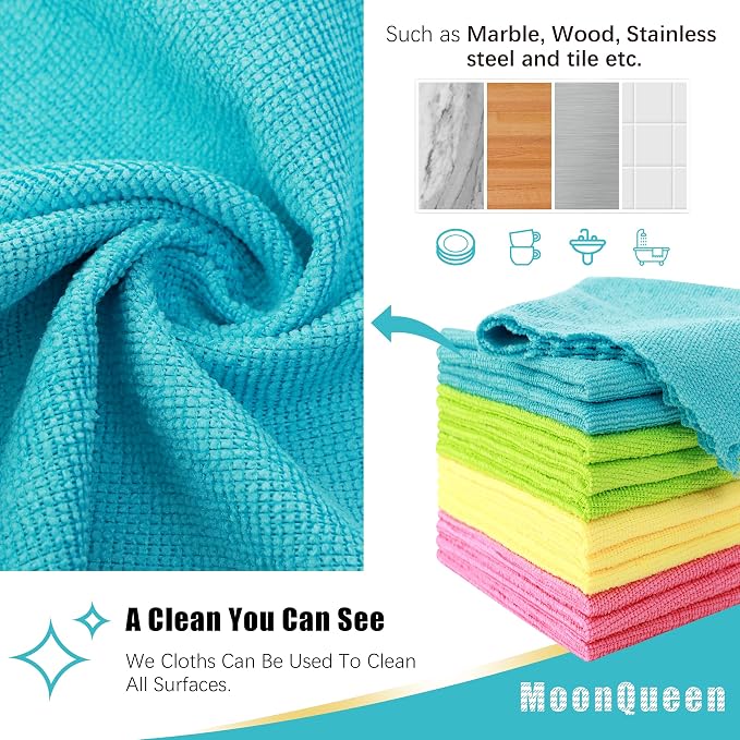 MOONQUEEN 12 Pack Microfiber Cleaning Cloth - Image 6