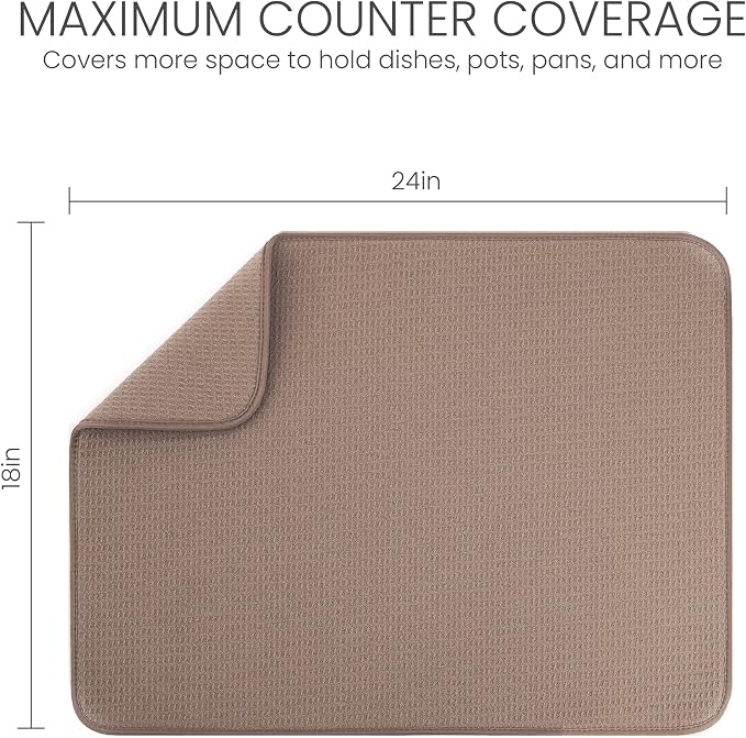 Bellemain XXL Dish Mat 24" x 17" Microfiber Dish Drying Mat, Super absorbent - Image 2