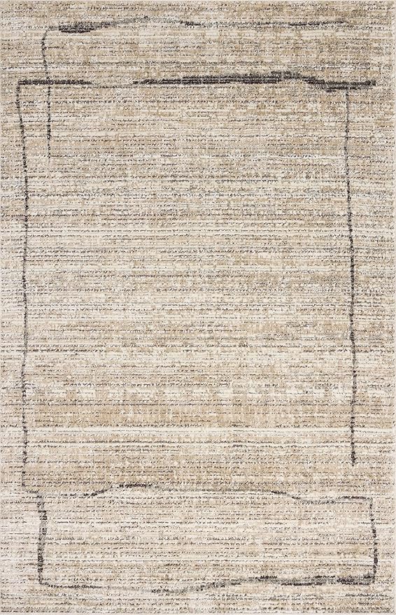 Loloi Jeremiah Brent Bleecker Collection BLE-05 Natural/Charcoal 6'-7" x 9'-3" Area Rug
