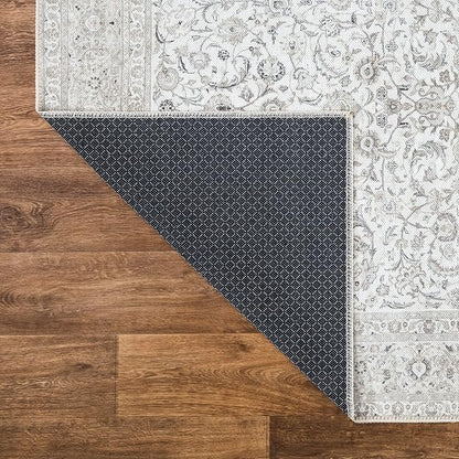 Bloom Rugs Washable Non-Slip 9' x 12' Rug - Beige/Off White Traditional Bordered Area Rug for Living Room, Bedroom, Dining Room, and Kitchen - Exact Size: 9' x 12'