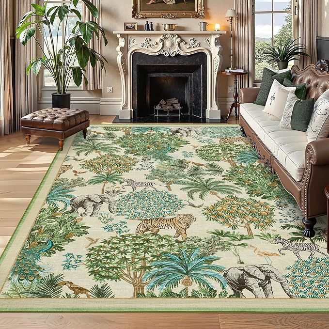GarveeHome Jungle Washable Rug 9x12 Area Rugs by GarveeHome
