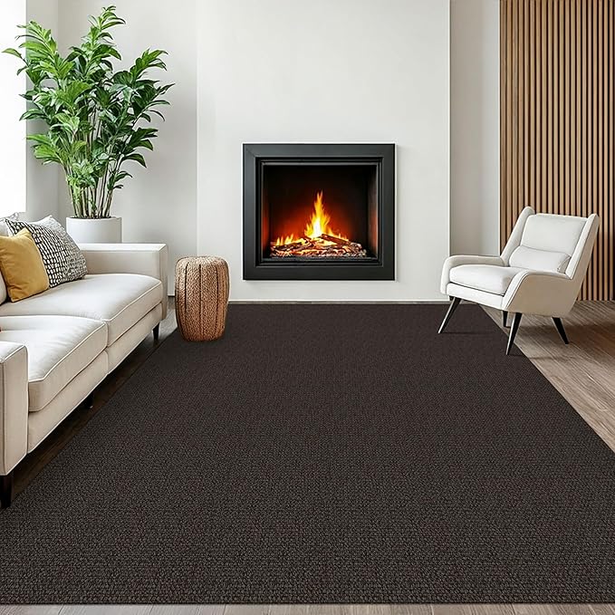 EARTHALL Washable Area Rugs 6x9 Ft Non Slip Living Room Rugs Cotton Rubber Backed Dining Room Rug Braided Bedroom Rugs Indoor Outdoor Floor Carpet for Living Room, Bedroom, Dining Room, Taupe/Coffee