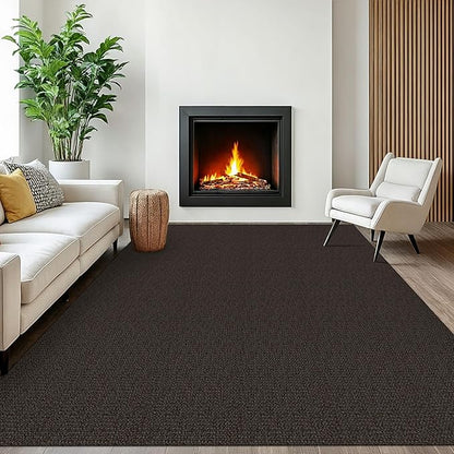 EARTHALL Washable Area Rugs 6x9 Ft Non Slip Living Room Rugs Cotton Rubber Backed Dining Room Rug Braided Bedroom Rugs Indoor Outdoor Floor Carpet for Living Room, Bedroom, Dining Room, Taupe/Coffee