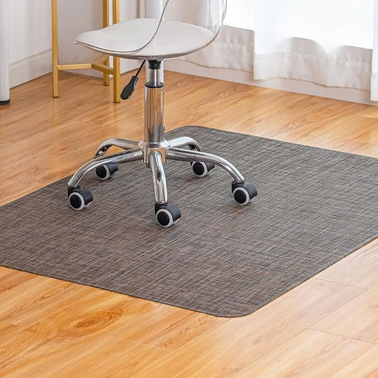 Office Chair Mat for Hardwood Floor Under Desk Computer Rolling Chair Mat for Wood/Tile Floor Non-Slip Heavy Duty Desk Rug PVC Plastic Hard Floor Protector 45"x 53" (Dark Walnut)