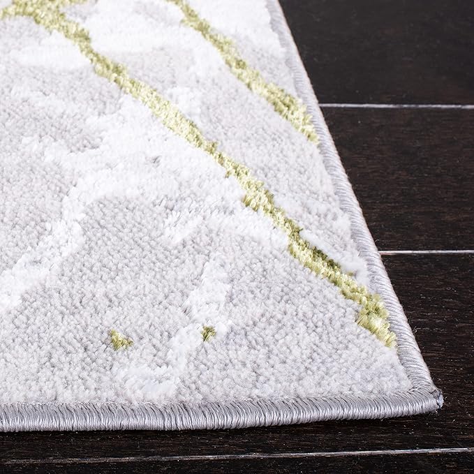 SAFAVIEH Amelia Collection Area Rug - 6'7" Square, Grey & Green, Modern Abstract Design, Non-Shedding & Easy Care, Ideal for High Traffic Areas in Living Room, Bedroom (ALA293J)