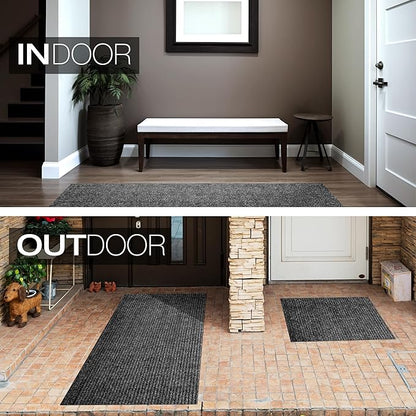 sigun Modern Non-Slip Hallway Runner Rug – Washable, Stain-Resistant & Custom Size – Durable Indoor/Outdoor Carpet for Entryway, Kitchen, Porch, Balcony, Patio & Garage – High-Traffic | Black - 4 x 16
