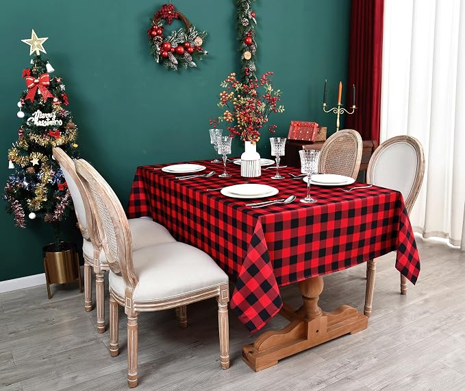 Gingham Xmas Tablecloth Fabric - Image 8