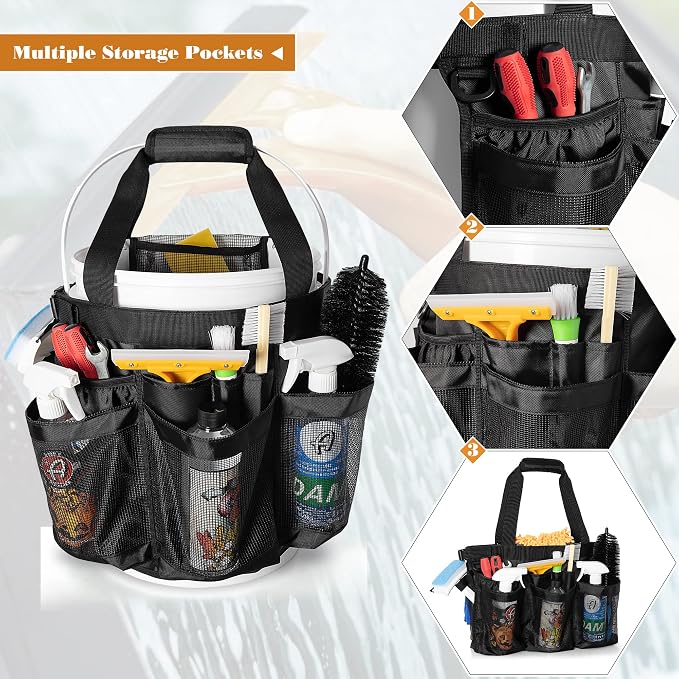 5 Gallon Bucket Organizer with Anti-fall Hooks & Buckle, Car Wash Bucket Caddy - Image 3