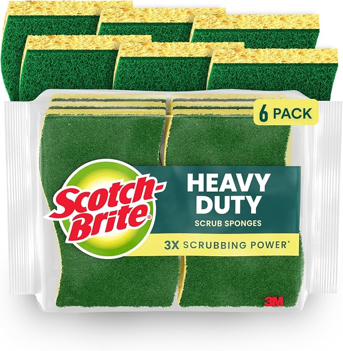 Scotch-Brite Heavy Duty Scrub Sponge, 6 Kitchen Sponges Designed by Scotch-Brite