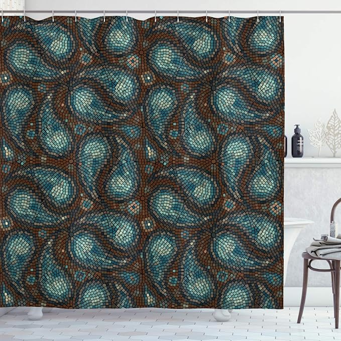 Ambesonne Paisley Shower Curtain, Modern Mosaic Like Circled Design by Ambesonne