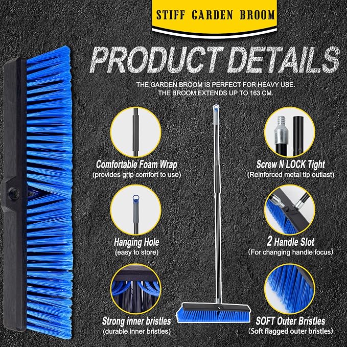 18 Inches Outdoor Push Broom Heavy Duty Shop Broom - Image 6