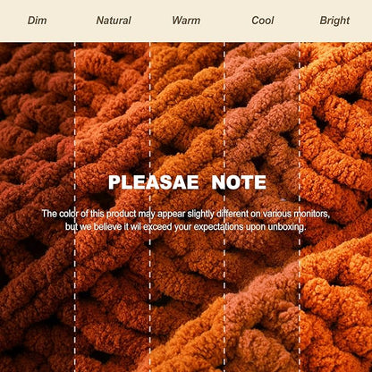 Battilo Orange Chunky Knit Throw Blanket for Couch, Fall Throw Blanket, Rust Throw Fall Decorations, Thick Warm Cozy Soft Chenille Throw Blanket for Sofa, Bed, Living Room, 50"x60"