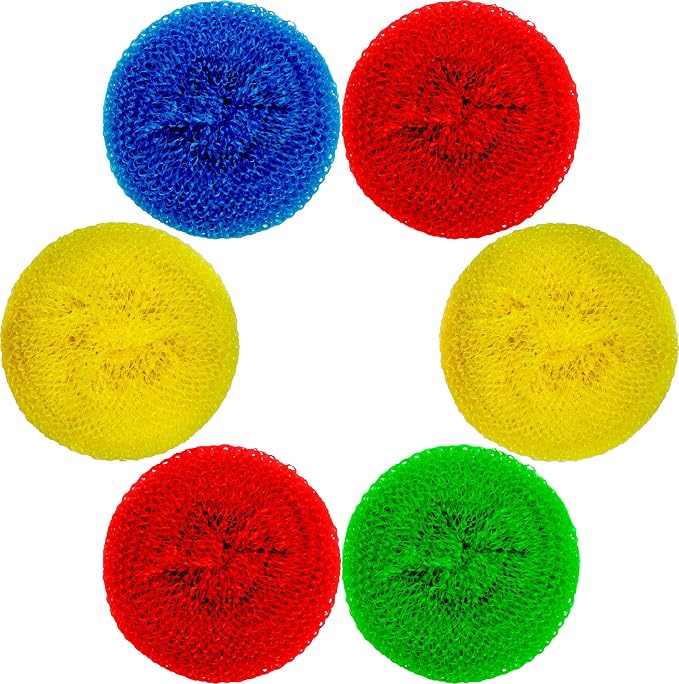 DecorRack 6 Mesh Scourers, Premium Non-Scratch Plastic Scourers, Stain Removing - Image 9