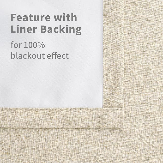 YoungsTex Natural Linen 100% Blackout Curtains - Image 7