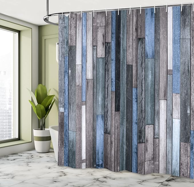 Ambesonne Wooden Print Country Home Farmhouse Shower Curtain, Cloth Hotel - Image 4