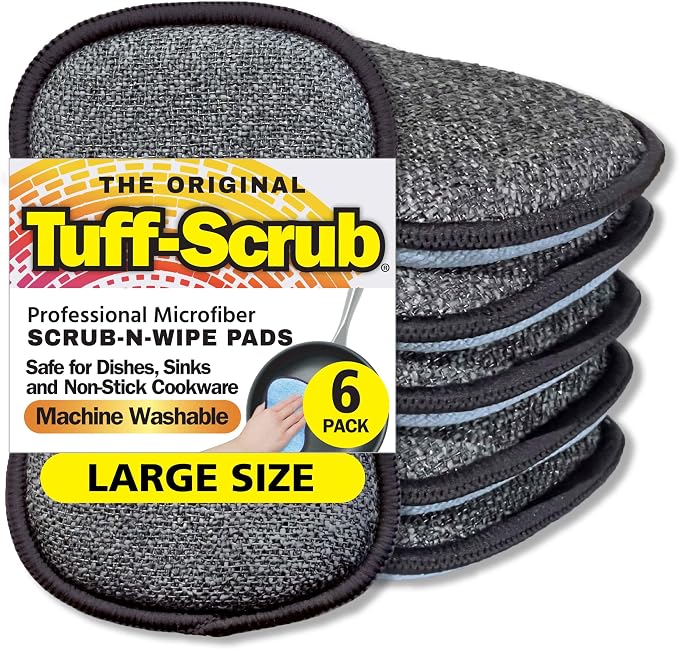 Original Scrub-N-Wipe Pad by Tuff-Scrub, Microfiber, Non-Scratch, Dual-Sided by Tuff-Scrub