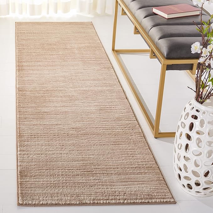 SAFAVIEH Vision Collection Runner Rug - 2'2" x 20', Light Brown, Modern Ombre Design, Non-Shedding & Easy to Clean, Ideal for Foyer, Hallway, Bedroom (VSN606C)