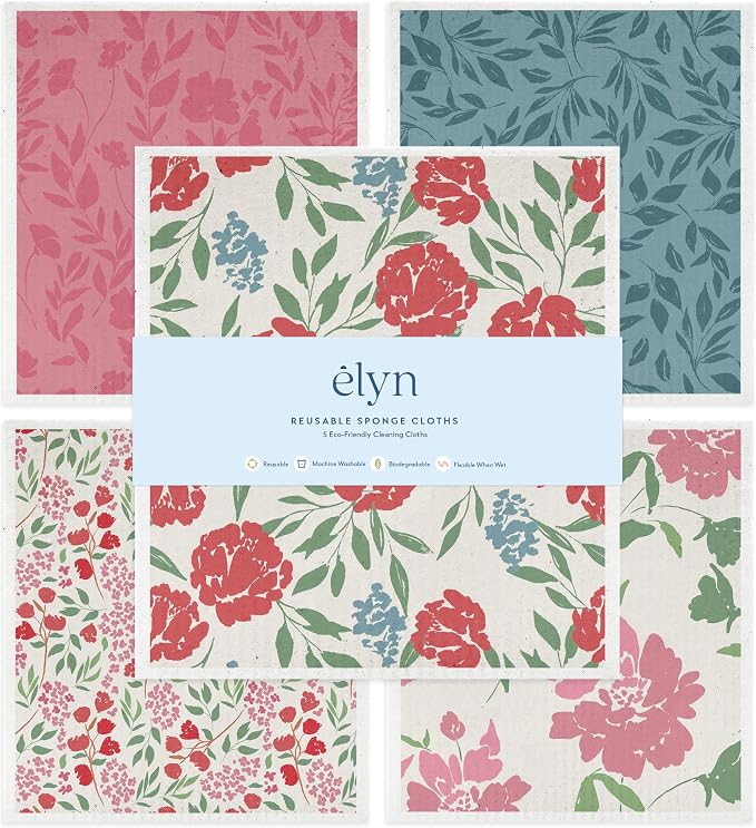 ELYN Swedish Dishcloths, Reusable & Washable Sponge Cloths, Absorbent Cleaning by ELYN
