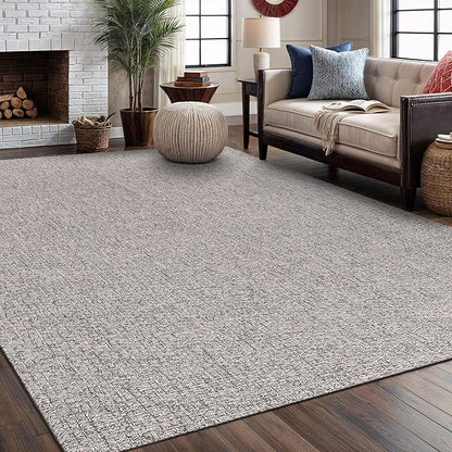 Easy Jute Rug 4x6 Indoor Outdoor Natural Rugs Solid Fiber Rug Woven Area Rug Boho Easy Clean Inside Carpet for Living Room Bedroom Dining Room Hallway or Outdoor Patio Porch (4 X 6 Silver)