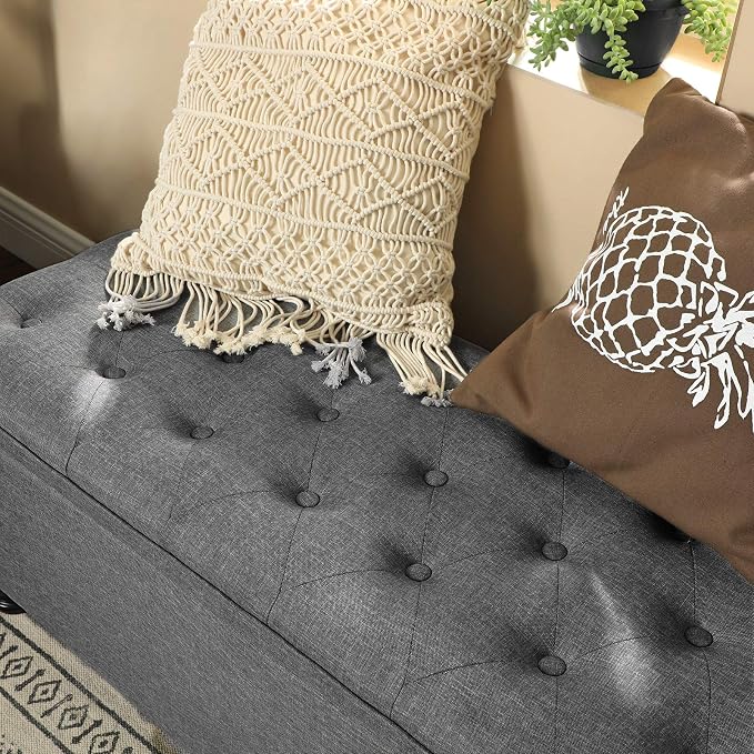 SONGMICS Storage Ottoman, Storage Bench, Tufted Entryway Bedroom Bench - Image 5