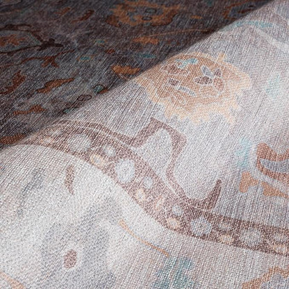 Fame Rugs Brown Modern Oushak Rug 6x9, Vintage Turkish Colorful Oriental Antique Inspired Washable Large Area Rugs, Luxury Living Room Bedroom (382MB, 6' x 9')