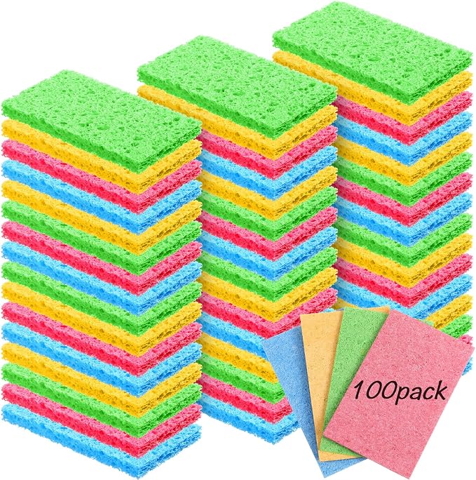 Zhengmy 100 Pieces Sponges Kitchen Compressed Sponges Bulk Natural Dish Sponge by Zhengmy