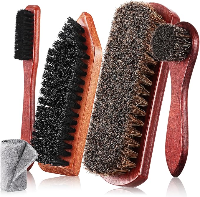 Vesici 5 Pcs Horsehair Shoe Polish Brush Kit Horse Hair Brush by Vesici