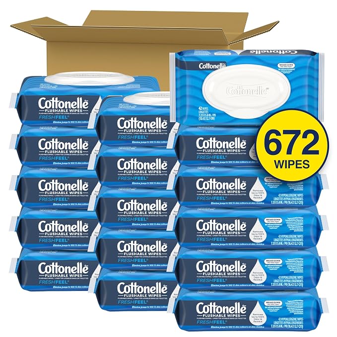 Cottonelle Fresh Feel Flushable Wet Wipes, Adult Wet Wipes, 16 Flip-Top Packs - Image 2