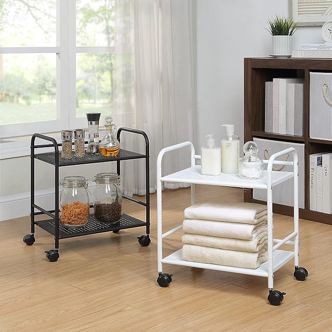 SunnyPoint 2-Tier Metal Rolling Utility Cart – Mobile Storage Shelf - Image 4