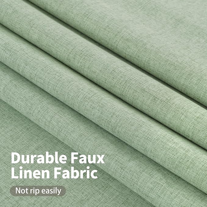 YoungsTex Light Green Linen 100% Blackout Curtains 68 Inch Length - Image 5